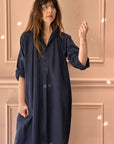 CHRISTIAN PEAU - Vintage Silk Tunic in Indigo Blue