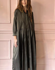 CHRISTIAN PEAU - Vintage Silk Dress in Moss Green