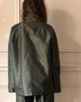 CHRISTIAN PEAU - Vintage Silk Padded Pea-Coat in Moss Green