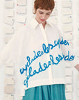 MII COLLECTION - MANUELA CYCLADES Embroidered Shirt in Turkish Blue
