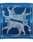 JOUME ATELIER - Silk Square Panther Scarf in Blue