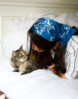 JOUME ATELIER - Square Silk Cat Scarf in Blue