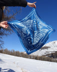 JOUME ATELIER - Silk Square Chouette Scarf in Blue