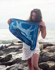 JOUME ATELIER - Silk Square Panther Scarf in Blue