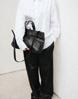 LIHANN GEORGE - Matte Natural Grain Leather ELLI Bag in Black