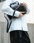 LIHANN GEORGE - Matte Natural Grain Leather LILI Bag in DEEP ESPRESSO