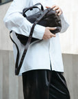 LIHANN GEORGE - Matte Natural Grain Leather LILI Bag in DEEP ESPRESSO