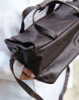 LIHANN GEORGE - Matte Natural Grain Leather LILI Bag in DEEP ESPRESSO