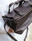 LIHANN GEORGE - Matte Natural Grain Leather LILI Bag in DEEP ESPRESSO