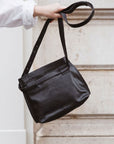 LIHANN GEORGE - Matte Natural Grain Leather SIENI Bag in BLACK