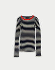 LA FETICHE - JACKIE RAYE Fine Ribbed Top in Navy/Ecru/Red