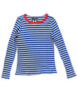 LA FETICHE - JACKIE RAYE Fine Ribbed Top in Blue/Ecru/Red