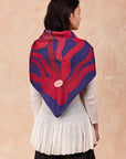 PETITJEAN - SILK SOLEIL DE NUIT SCARF in RED/NAVY