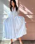BERGFABEL - LENA Dress in Sky Blue Stripe