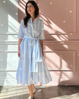 BERGFABEL - LENA Dress in Sky Blue Stripe