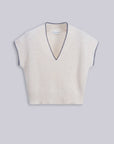 ROBERTO COLLINA - V-Neck Pullover in Cream and Navy
