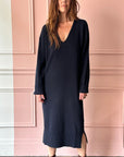 ROBERTO COLLINA - V-Neck Dress in Navy