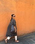 TWO NY - Featherweight Cotton Caftan in Black and White Stripes