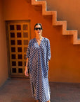 TWO NY - Checkerboard Long Caftan in Blue