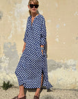 TWO NY - Checkerboard Long Caftan in Blue