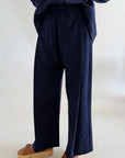 TWO NY - Wide Elastic Pleated Pant in Navy