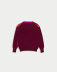 LA FETICHE - UNA ARGYLE CREW NECK SWEATER in BURGUNDY/PINK/ORANGE