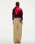 LA FETICHE - UNA ARGYLE CREW NECK SWEATER in BURGUNDY/PINK/ORANGE