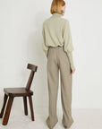 VERONIQUE LEROY - Wide Leg Pleated Trousers in Cement