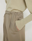 VERONIQUE LEROY - Wide Leg Pleated Trousers in Cement