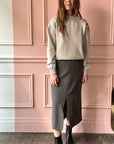 VERONIQUE LEROY - Wool Crepe Skirt in Smoke Grey