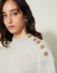 VERONIQUE LEROY - Button-shoulder pullover in Plaster