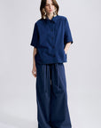 VERONIQUE LEROY - Poplin Drawstring Pants in Ink Blue