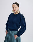 VERONIQUE LEROY - Button-shoulder pullover in Navy