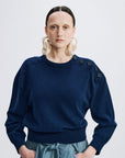 VERONIQUE LEROY - Button-shoulder pullover in Navy
