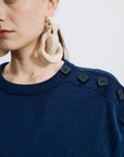 VERONIQUE LEROY - Button-shoulder pullover in Navy