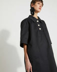 VERONIQUE LEROY - Cotton Poplin Polo Dress in Black