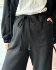 Veronique Leroy - Wool/Viscose Drawstring Pants in Black