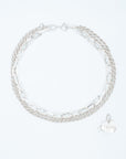 Wouters + Hendrix - Combo Chain Necklace with MOP LOVE Tattoo Pendant in Sterling Silver