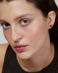 Wouters & Hendrix - Asymmetric Stud earrings With Heart-Shaped Garnet and Dangling Arrow