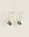 Wouters & Hendrix - Trompe L'Oeil Hoop Earrings with Mother of Pearl and Onyx Mosaic and Green Agate in Silver