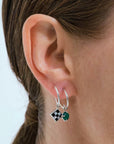 Wouters & Hendrix - Trompe L'Oeil Hoop Earrings with Mother of Pearl and Onyx Mosaic and Green Agate in Silver