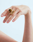 Wouters & Hendrix - Statement Ring with Citrine and Tiger Eye in GOLD