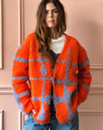 W.I.L.D. A.N.I.M.A.L.S. - Windowpane Cardigan in Orange,Blue