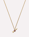 Wouters + Hendrix - Necklace with Heart-Shaped Garnet and Arrow Pendant in Gold