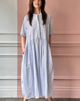 BERGFABEL - Farmer Dress in Blue Stripe