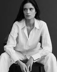 BOURRIENNE - Classic French Collar Shirt VII in White Linen