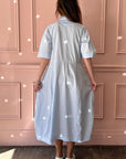 BERGFABEL - LETTY Dress in Blue/White Micro Check