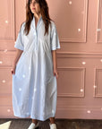 BERGFABEL - LETTY Dress in Blue/White Micro Check