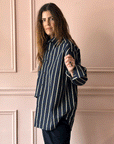 LES PRAIRIES DE PARIS - London Chemise in Blue Stripe