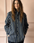 LES PRAIRIES DE PARIS - London Chemise in Blue Stripe